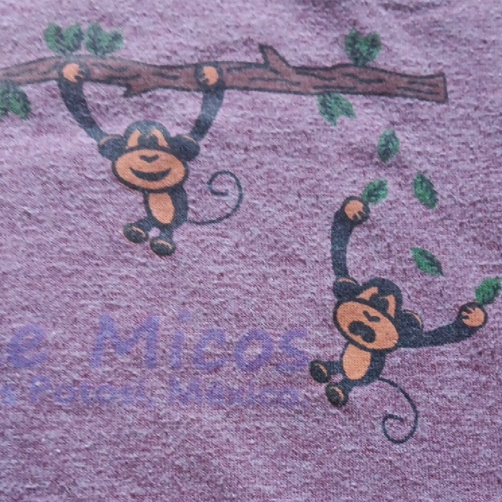 Yazbek Purple Tee with Cute Monkies Graphic